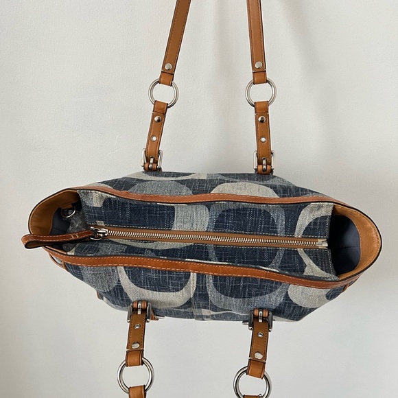 Coach Denim and Tan Signature Tote - Picture 5 of 12